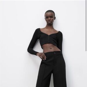 ZARA RIBBED CROPPED JACKET